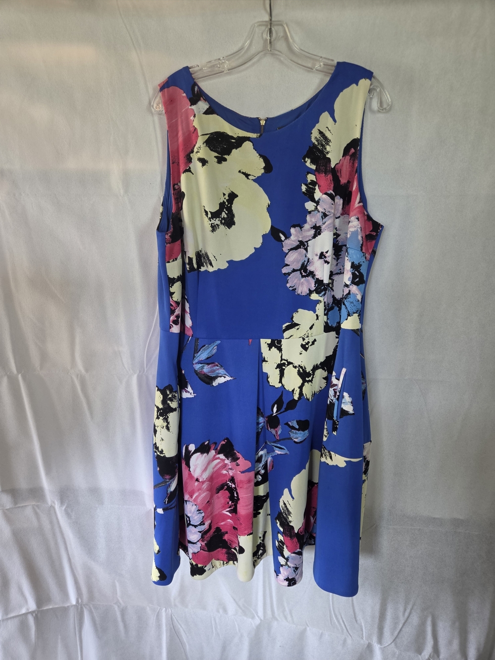 Taylor Royal Blue Floral Dress with Gold Zip